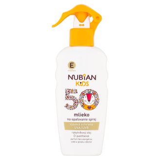 Nubian Kids mlieko na opaľovanie sprej SPF 50 200 ml