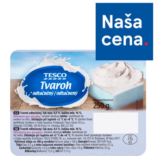Tesco Tvaroh odtučnený 250 g