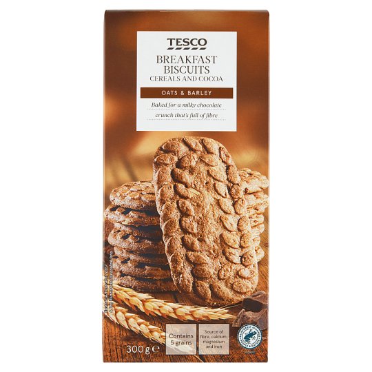 Tesco Obilninové sušienky s kúskami čokolády a kakaom 300 g