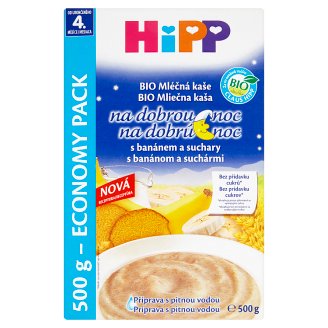 HiPP Bio mliečna kaša na dobrú noc s banánom a suchármi 2 x 250 g