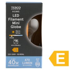 Tesco Home LED Filament Mini Globe 4.2W E27 Warm White Light 1 pc