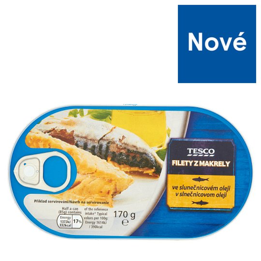 Tesco Filety z makrely v slnečnicovom oleji 170 g