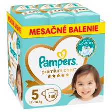 Pampers Premium Care Size 5, Nappy x148, 11kg-16kg