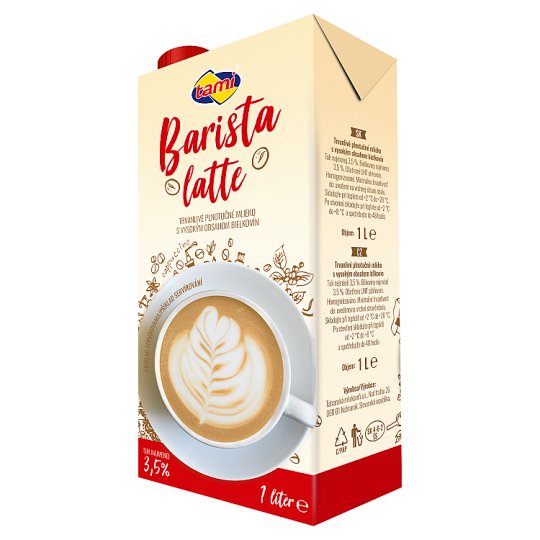 Tami Barista latte trvanlivé plnotučné mlieko s vysokým obsahom bielkovín 1 l