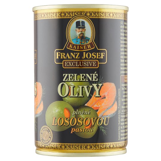 Franz Josef Kaiser Exclusive Zelené olivy plnené lososovou pastou v slanom náleve 300 g