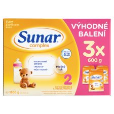 Sunar Complex 2 pokračovacie dojčenské mlieko 3 x 600 g (1800 g)