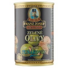 Franz Josef Kaiser Exclusive Zelené olivy plnené tuniakovou pastou v slanom náleve 300 g
