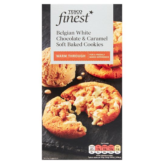 Tesco Finest Belgian White Chocolate & Caramel Soft Baked Cookies 210 g