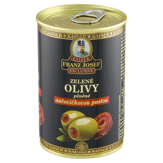 Franz Josef Kaiser Exclusive Zelené olivy plnené ančovičkovou pastou v slanom náleve 300 g