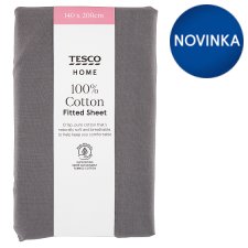 Tesco Home Grey Cotton Fitted Sheet 140 x 200 cm