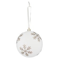 Tesco White Flocked Snowflake Bauble