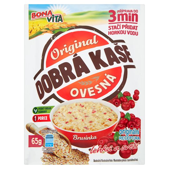Bona Vita Dobrá kaše Original ovsená kaša s brusnicami 65 g